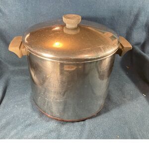 Vintage 1801 Revere Ware Copper Bottom 8 Quart Stock Pot w/ Lid